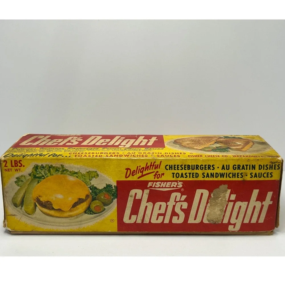 Vintage Fisher's Chef's Delight‎ 2lb Cheese Box 1967 Nylon Offer Wapakoneta Ohio